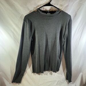 Maurices Charcoal Ribbed Long Sleeve Top